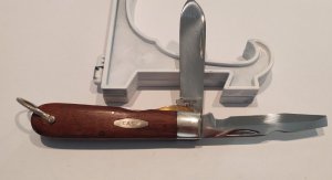 Case XX USA 1 Dot 1979 Electricians Knife Wood Handles with Bail 12031 L