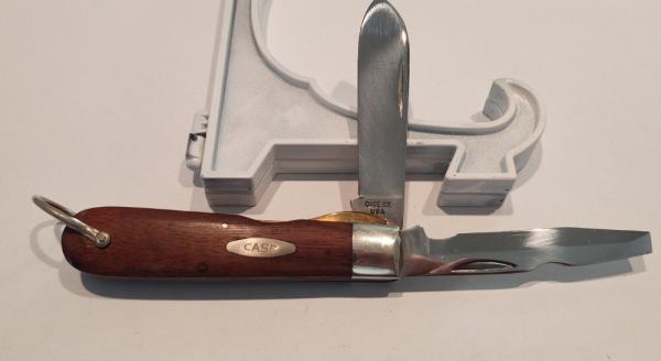 Case XX USA 1 Dot 1979 Electricians Knife Wood Handles with Bail 12031 L Case XX USA 1 Dot 1979 Electricians Knife Wood Handles with Bail 12031 L