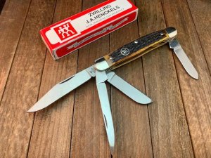 Henckels by Boker 4 Blade Stockman Hellbraun Bone Pin Feather Jigged