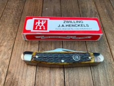 Henckels by Boker 4 Blade Stockman Hellbraun Bone Pin Feather Jigged Henckels by Boker 4 Blade Stockman Hellbraun Bone Pin Feather Jigged