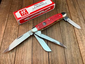Henckels by Boker 4 Blade Stockman Autumn Leaf (Red) Pin Feather Jigged Bone