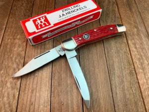 Henckels by Boker Copperhead Autumn Leaf (Red) Pin Feather Jigged Bone