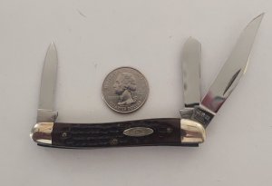 Case XX USA 087 PE 9 Dot 1971 Red Bone Handle Serpentine Stockman