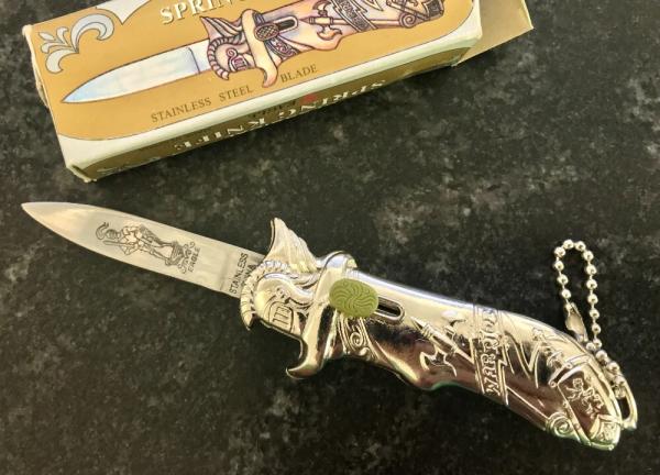 Vintage Miniature Out The Front (OTF) Switchblade Knife With Original Box, Keychain, Unused Vintage Miniature Out The Front (OTF) Switchblade Knife With Original Box, Keychain, Unused