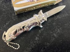 Vintage Miniature Out The Front (OTF) Switchblade Knife With Original Box, Keychain, Unused Vintage Miniature Out The Front (OTF) Switchblade Knife With Original Box, Keychain, Unused