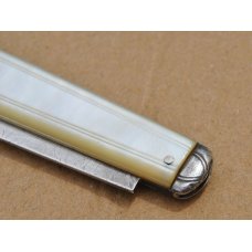 Fruit Knife Dated 1844 Stirling Sliver Blade Mother Of Pearl Handles Crown Bolster Walks & Talks Fruit Knife Dated 1844 Stirling Sliver Blade Mother Of Pearl Handles Crown Bolster Walks & Talks