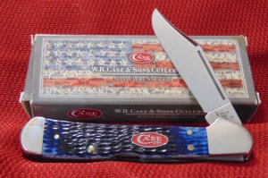 MINT CONDITION CASE 61549L LARGE COPPERLOCK BLUE JIGGED BONE WITH RED SHIELD 2014
