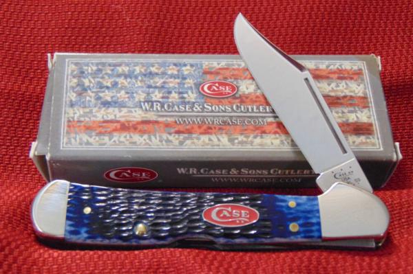 MINT CONDITION CASE 61549L LARGE COPPERLOCK BLUE JIGGED BONE WITH RED SHIELD 2014 MINT CONDITION CASE 61549L LARGE COPPERLOCK BLUE JIGGED BONE WITH RED SHIELD 2014