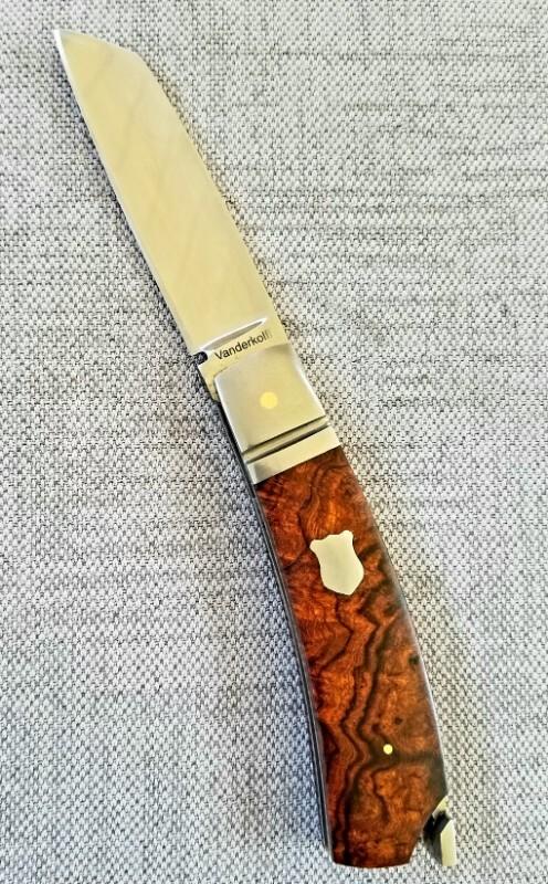 Steve Vanderkolff Native Taillock 4"..Ironwood scales.Fluted bolsters CPM-154 , Booby Toole's design Steve Vanderkolff Native Taillock 4"..Ironwood scales.Fluted bolsters CPM-154 , Booby Toole's design
