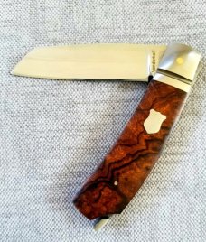 Steve Vanderkolff Native Taillock 4"..Ironwood scales.Fluted bolsters CPM-154 , Booby Toole's design Steve Vanderkolff Native Taillock 4"..Ironwood scales.Fluted bolsters CPM-154 , Booby Toole's design