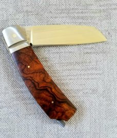 Steve Vanderkolff Native Taillock 4"..Ironwood scales.Fluted bolsters CPM-154 , Booby Toole's design Steve Vanderkolff Native Taillock 4"..Ironwood scales.Fluted bolsters CPM-154 , Booby Toole's design