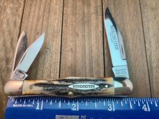 Winchester By Queen Split Back Spring Whittler Stag Handles Winchester By Queen Split Back Spring Whittler Stag Handles