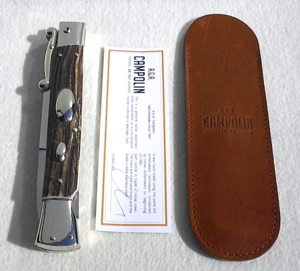 A.G.A. CAMPOLIN 33CM/13" GENUINE STAG OVAL SWINGUARD, NICKEL SILVER BOLSTERS, CERTIFICATE & POUCH