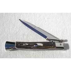 A.G.A. CAMPOLIN 33CM/13" GENUINE STAG OVAL SWINGUARD, NICKEL SILVER BOLSTERS, CERTIFICATE & POUCH