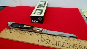 SCHRADE 94OT OLD TIMER SAWED DELRIN TRAPPER IMPORT ON THE MONEY WITH BOX