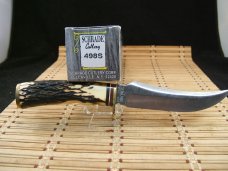 SCHRADE 498S 49'ERS GOLD RUSH "BENCH MADE COLLECTION" USA VINT.  MINT BOX, SLEEVE, SHEATH & PAPERS 