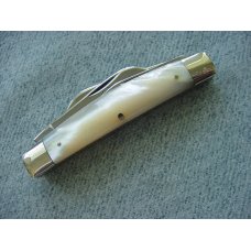 Vintage QUEEN(Crown), Large 4", 4-Blade, Etched, Pearl Handle Congress Pattern Pocket Knife Vintage QUEEN(Crown), Large 4", 4-Blade, Etched, Pearl Handle Congress Pattern Pocket Knife