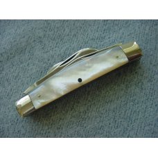 Vintage QUEEN(Crown), Large 4", 4-Blade, Etched, Pearl Handle Congress Pattern Pocket Knife Vintage QUEEN(Crown), Large 4", 4-Blade, Etched, Pearl Handle Congress Pattern Pocket Knife