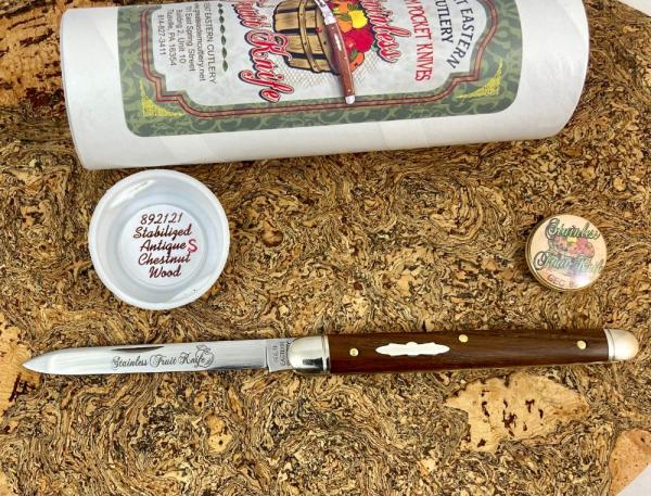 Great Eastern Cutlery #89 Stainless Fruit Knife Stabilized Antique Chestnut factory second Great Eastern Cutlery #89 Stainless Fruit Knife Stabilized Antique Chestnut factory second