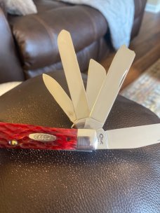1995 Case XX USA 5 Dots 6554 SS Beautiful Red Bone Handle " The Beast" With Blades With Razor NIB 1995 Case XX USA 5 Dots 6554 SS Beautiful Red Bone Handle " The Beast" With Blades With Razor NIB