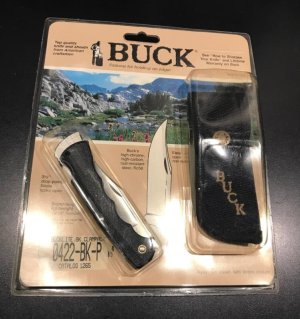 Vintage 1987 Buck U.S.A. 422 "BuckLite" Folding-Blade Knife - Mint in ClamPack