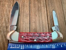 Hen and Rooster Red Jigged Bone Canoe Solingen Germany Bertram Cutlery Hen and Rooster Red Jigged Bone Canoe Solingen Germany Bertram Cutlery