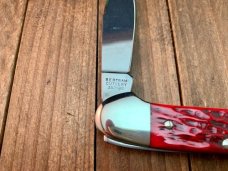 Hen and Rooster Red Jigged Bone Canoe Solingen Germany Bertram Cutlery Hen and Rooster Red Jigged Bone Canoe Solingen Germany Bertram Cutlery