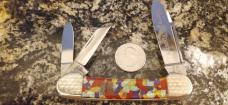 Fight'n Rooster Frank Buster Cutlery Germany 3 Blade Canoe Knife - Christmas Tree