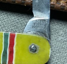 Vintage Unique ELECTRIC CUT CO WALDEN Equal End Pen Pocket Knife c.1909-1920 Striped Celluloid Vintage Unique ELECTRIC CUT CO WALDEN Equal End Pen Pocket Knife c.1909-1920 Striped Celluloid