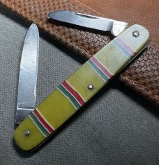 Vintage Unique ELECTRIC CUT CO WALDEN Equal End Pen Pocket Knife c.1909-1920 Striped Celluloid Vintage Unique ELECTRIC CUT CO WALDEN Equal End Pen Pocket Knife c.1909-1920 Striped Celluloid