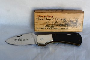 Precise Deerslayer Classic 11881 single blade lock back wood handle