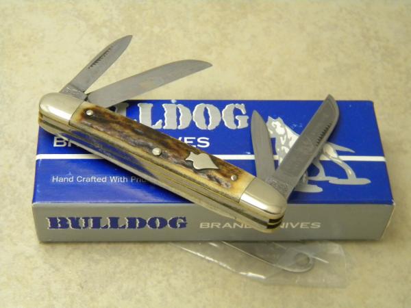 Bulldog Brand Solingen Germany Pit Bulls Trademark Stag Small Congress Knife in Box 