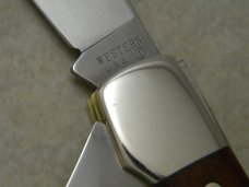 Western Coleman USA W062 Wood 2 Blade Folding Hunter Knife in Box w/Sheath 1985