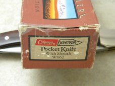 Western Coleman USA W062 Wood 2 Blade Folding Hunter Knife in Box w/Sheath 1985