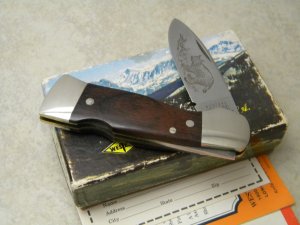Western USA S-521 Wood Bobcat Westlock Knife in Box 1980