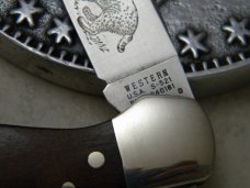 Western USA S-521 Wood Bobcat Westlock Knife in Box 1980