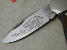 Western USA S-521 Wood Bobcat Westlock Knife in Box 1980