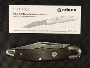 Boker 150th Anniversary “Steam Engine Damascus” Limited Edition. Model 20-20