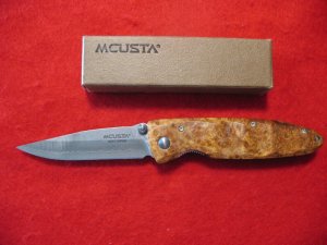 MCUSTA SEKI JAPAN OLDER MODEL MCOO16D DAMASCUS VG-10 BLADE BURL HANDLES? VINTAGE 