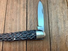 Vintage Henckels Model 1728 Half Whittler Black Jigged Bone Solingen Germany Vintage Henckels Model 1728 Half Whittler Black Jigged Bone Solingen Germany