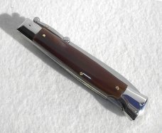 NOS 1980's ITALIAN STILETTO 9" GENUINE BRAZILIAN HORN SWING GUARD LOCK BACK 