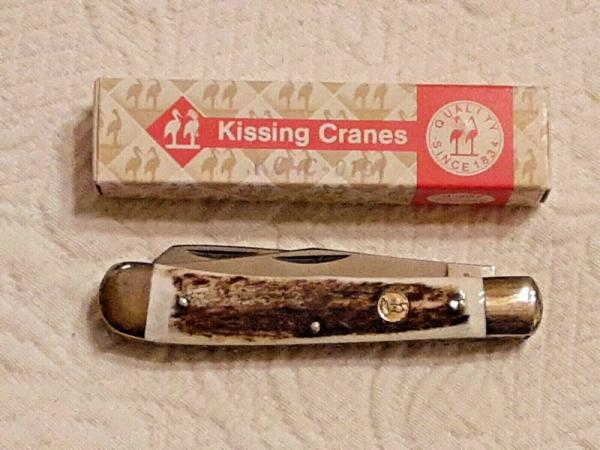 Vintage Kissing Cranes 191 Robi Klaas 2 Blade Stag Trapper Solingen Germany NIB