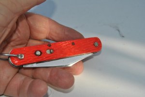 Schrade Walden USA US Govt. Contract Shute Knife Jigged Orange Fiber 4 1/4" Closed Working Fine