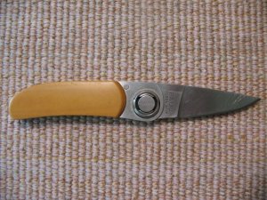 GERBER PAUL FOLDING KNIFE MODEL 2PM YELLOW MICARTA CLASSIC ORIGINAL 1ST ISSUE 