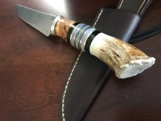 Third Scagel in a series, 5” blade, crown stag handle, includes hand fit sheath USA maker Third Scagel in a series, 5” blade, crown stag handle, includes hand fit sheath USA maker