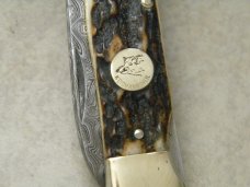 Weidmannsheil Solingen Germany Genuine Stag Damascus Lockback Knife NIB