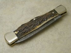 Weidmannsheil Solingen Germany Genuine Stag Damascus Lockback Knife NIB