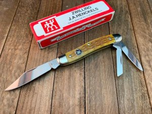 Henckels Whittler Pen Feather Jigged Fossilized Ivory Handles 