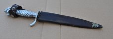 Korium Germany 1950's Half Guard Dagger Aluminum Hilt Leather Sheath Marked Germany10 1/2" OAL Korium Germany 1950's Half Guard Dagger Aluminum Hilt Leather Sheath Marked Germany10 1/2" OAL