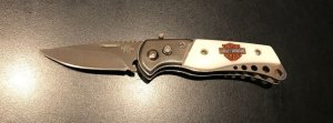 NOS - Harley Davidson Folding-Blade Pocket Knife + Belt Sheath
